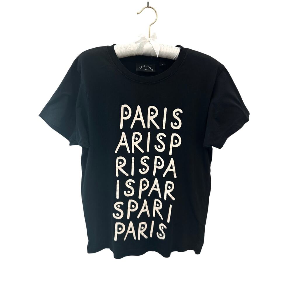 MARC JACOBS Paris Graphic Tee Black Logo T Shirt Designer Streetwear | Medium